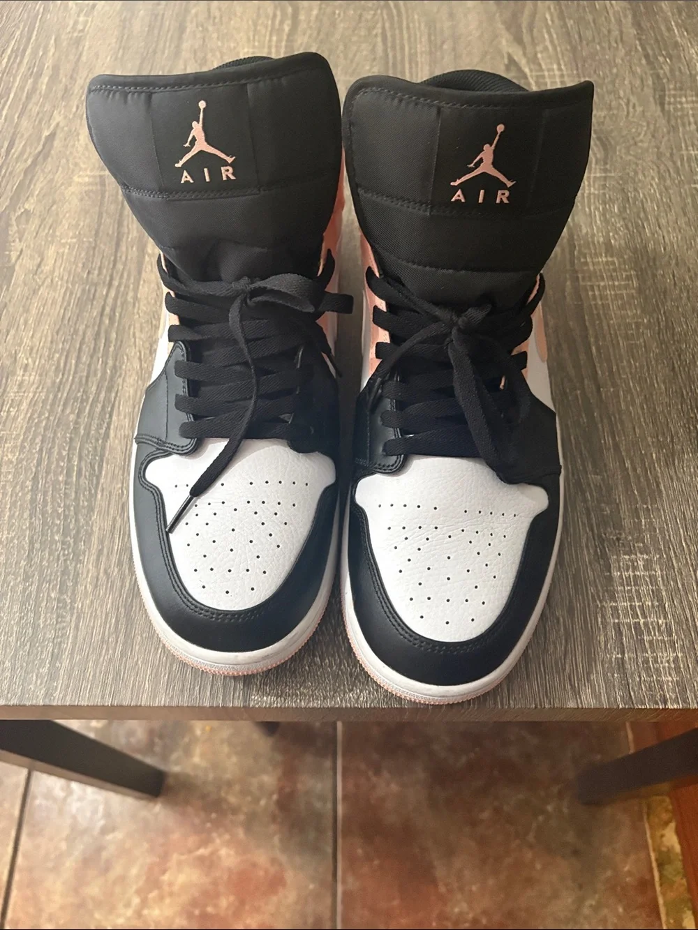 men’s jordan’s High-Top Sneakers in Peach, Black & White